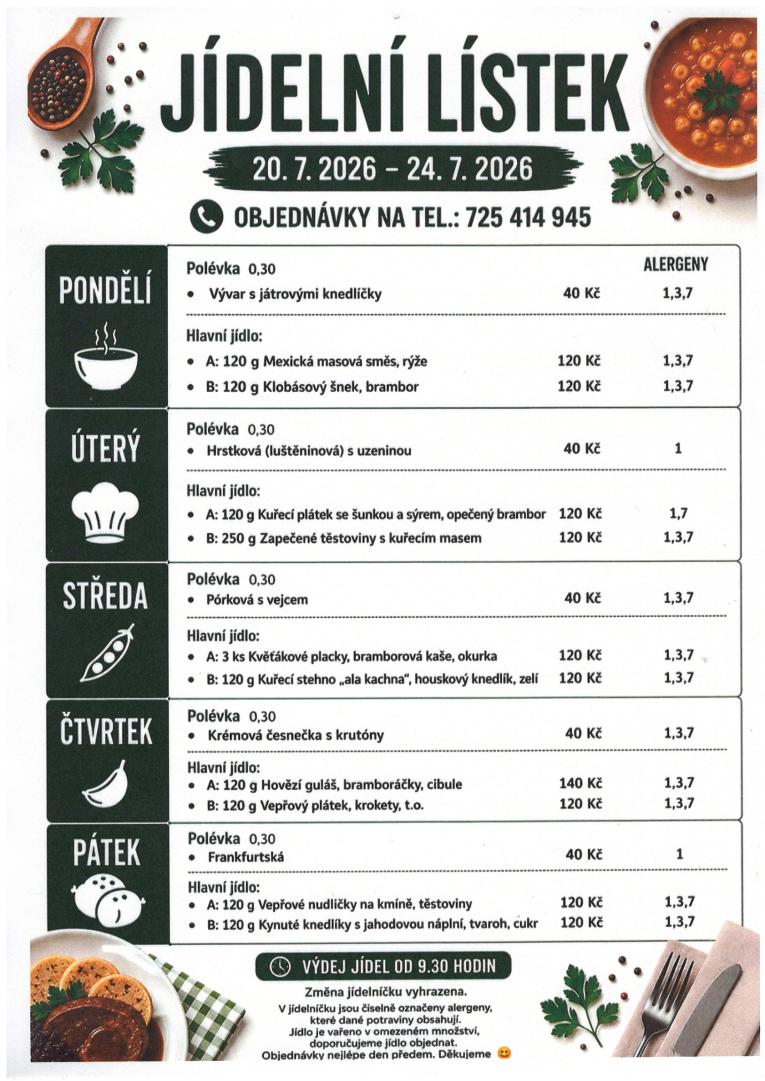 Jídelní lístek 