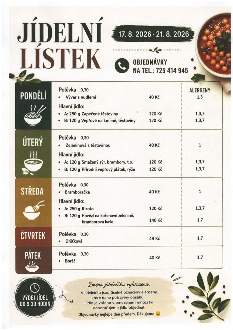 Jídelní lístek 